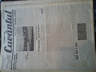Ziare vechi - Cuvantul - Nr. 2848, 29 mar 1933, 8 pag, G. Racoveanu, I. Calugaru foto