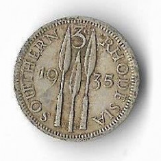 Moneda 3 pence 1935 - Southern Rhodesia, 1,41 g argint 0,925 foto