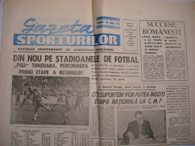 Gazeta Sporturilor 28-febr. 1990 foto