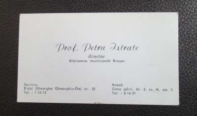 Carte de vizită PETRU ISTRATE (cu mesaj pe verso) foto