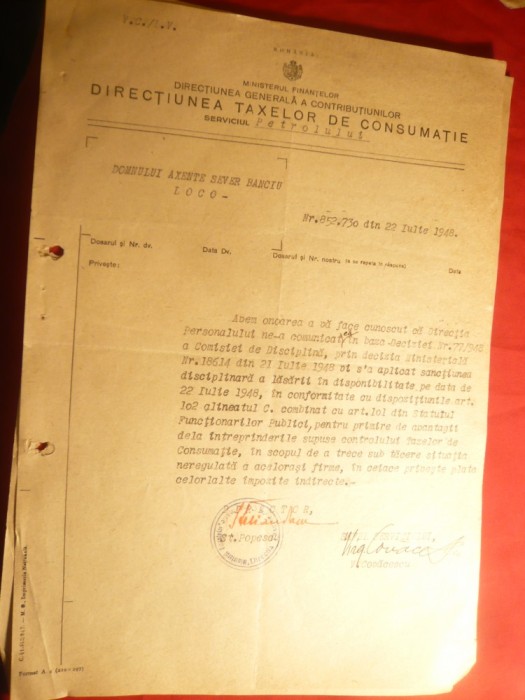 Dosar istoric- Razboi in Ministerul Finantelor Guvernului Petru Groza