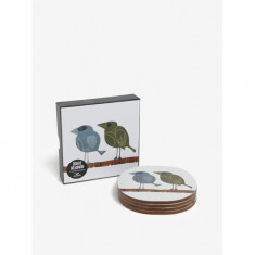 Set de 4 suporturi pentru pahare cu print pasari - Family of Birds Coffee Coasters foto