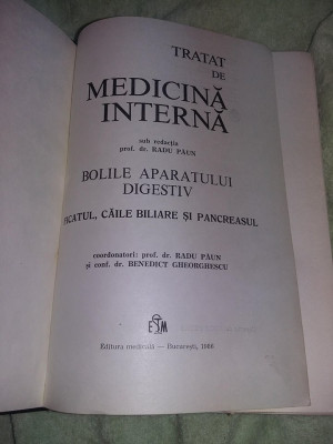 Tratat De Medicina Interna-Bolile Aparatului Digestiv,FICATUL,C.BILIARE,Pancrea foto