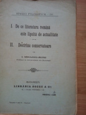 C. Radulescu - Motru - Doctrina conservatoare. De ce este literatura (1907) foto