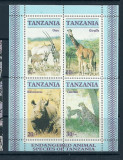 TANZANIA &ndash; ANIMALE SALBATICE, bloc MNH, TR54, Nestampilat