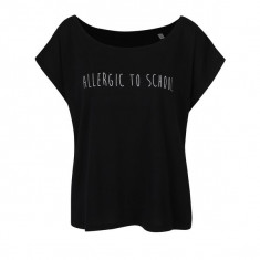 Tricou negru cu mesaj din bumbac organic - ZOOT Original Allergic to school foto