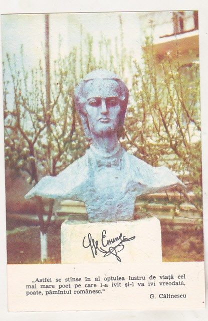 bnk cp Lipova ( Jud Bacau ) Bustul lui Mihai Eminescu - necirculata