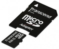Card de memorie Transcend microSDHC, 4GB, Clasa 4 + Adaptor SD foto