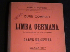 CURS COMPLET DE LIMBA GERMANA-CLS- VIII-AUREL C. POPOVICI- foto