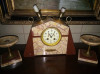 Deosebit ceas de semineu in stilul Art-Deco din marmura si elemente din bronz