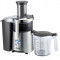 Storcator de fructe Tefal Easy Fruit ZE610D38, 800W, 2 viteze, Recipient pulpa 2l, Recipient suc 1.2l (Inox/Negru)