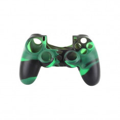 Husa din silicon pentru controller PS4 Culoare Negru-verde foto