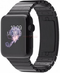 Smartwatch Apple Watch MJ3F2LL, Retina Display, Bluetooth, Wi-Fi, Bratara metalica 38mm, Carcasa otel inoxidabil, Rezistent la apa si praf (Negru) foto