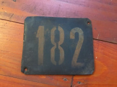 Vintage - placa din tabla / numar de casa - 182 !!! foto