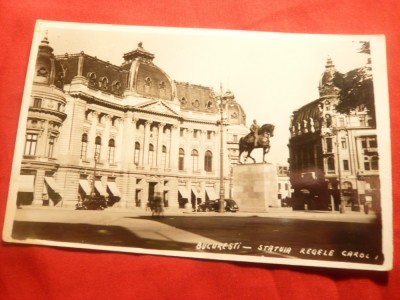 Ilustrata-Fotografie - Bucuresti- Statuia Regelui Carol I ,interbelica foto