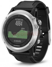 Ceas activity outdoor tracker Garmin Fenix 3 HR, Bratara din silicon (Negru/Argintiu) foto