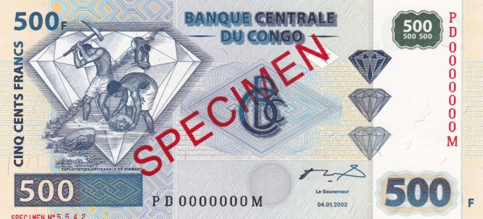 Congo 500 Francs 04.01.2002 UNC Congo 500 Francs 04.01.2002 UNC
