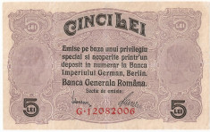 ROMANIA 5 LEI BGR 1917 XF foto