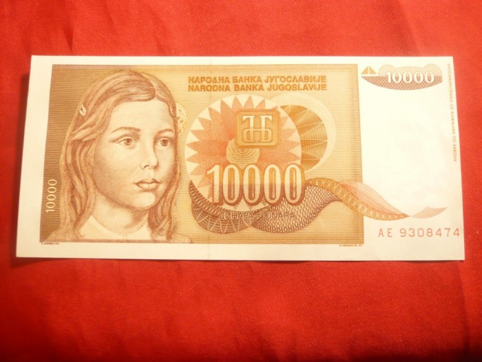 Bancnota 10 000 Dinari 1992 Yugoslavia , cal. NC