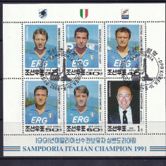 KOREA 1991 – ECHIPA DE FOTBAL SAMPDORIA, bloc stampilat, TR92