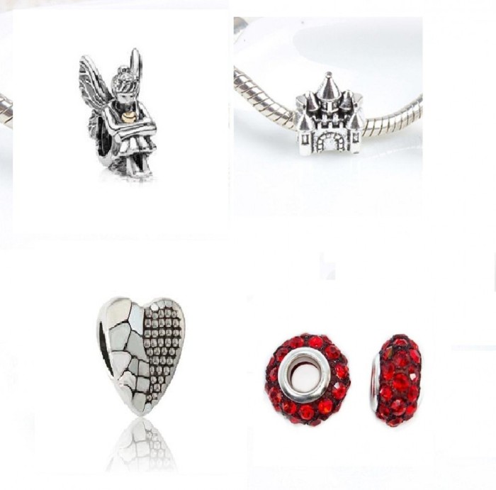 SET 4 charm talismane ZANA CASTEL INIMA pentru Bratara PANDORA - SET 4 charm talismane ZANA CASTEL INIMA pentru Bratara PANDORA -