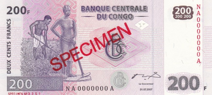 Congo 200 Francs 31.07.2007 UNC Congo 200 Francs 31.07.2007 UNC