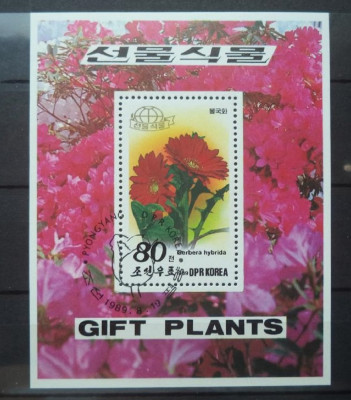 KOREA 1989 &amp;ndash; FLORI, colita stampilata, TR99 foto