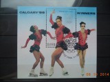 KOREA 1988 &ndash; PATINAJ ARTISTIC CALGARY, colita stampilata, TR82, Stampilat