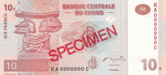 Congo 10 Francs 2003 UNC foto