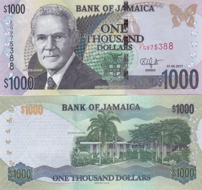 Jamaica 1 000 Dollars 01.06.2017 UNC