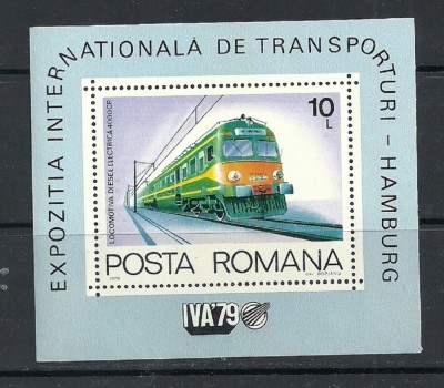 ROMANIA 1979 &amp;ndash; LOCOMOTIVA ELECTRICA, colita nestampilata TR123 foto