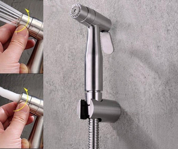 Para dus igiena intima 2 jeturi, INOX Nou! (set para dus + furtun +suport) foto mare Para dus igiena intima 2 jeturi, INOX Nou! (set para dus + furtun +suport) foto mare