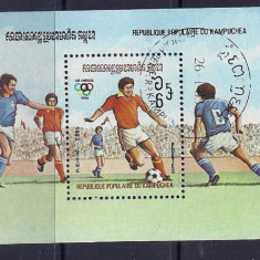 KAMPUCHEA 1984 – FOTBAL JO LOS ANGELES, colita stampilata, TR90