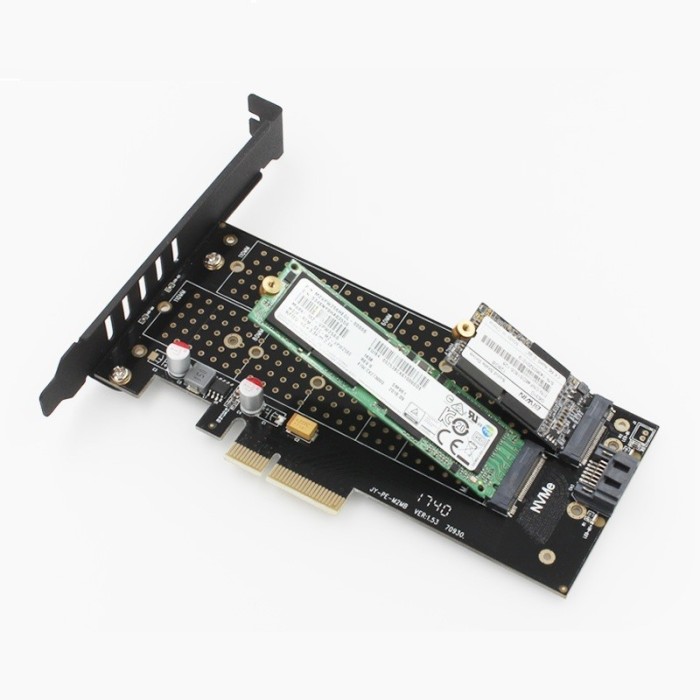 Adaptor dual SSD M.2 NGFF NVMe la PCI Express 3.0 x4 - suporta B key si M key foto mare Adaptor dual SSD M.2 NGFF NVMe la PCI Express 3.0 x4 - suporta B key si M key foto mare