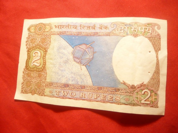 Bancnota 2 Rupii India - Satelit - cal. f.buna foto mare Bancnota 2 Rupii India - Satelit - cal. f.buna foto mare