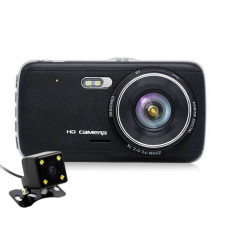 Camera Auto Dubla iUni Dash DC04 , Full HD, Senzor G, LCD 4.0 Inch, Detectare miscare, Night vision foto