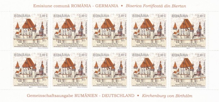 BISERICA BIERTAN,MINICOALA DE 10 TIMBRE,2011,neuzata ,MNH ROMANIA . foto mare BISERICA BIERTAN,MINICOALA DE 10 TIMBRE,2011,neuzata ,MNH ROMANIA . foto mare