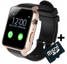 Ceas Smartwatch Telefon iUni GT88, BT, Camera 2 MP, 1.54 Inch, Gold + Card MicroSD 4GB Cadou foto