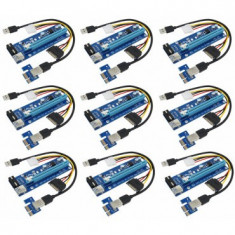 Riser PCI iUni V007 Set 9 buc, PCI-E 1X - 16X, cablu 6 pini, USB 3.0, mining BTC, ETH MediaTech Power foto