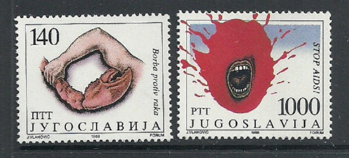 IUGOSLAVIA 1988 - AJUTOR PENTU BOLNAVI, serie nestampilata, MT2