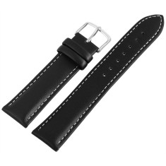 Curea Ceas Piele Naturala Neagra Cusatura Alba 22mm 24mm 26mm 8000057
