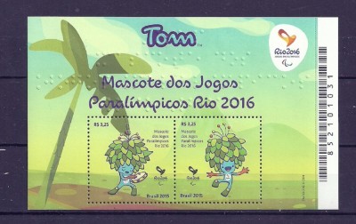 BRAZILIA 2015 &amp;ndash; MASCOTA JOCURILOR PARALIMPICE, bloc nestampilat, MT3 foto