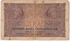 CEHOSLOVACIA 10 COROANE KORUN 1927 U foto