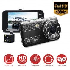 Camera video auto de 4&amp;quot; FULL HD 1080P fata/spate.Multifunctionala foto