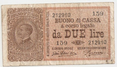 ITALIA 2 LIRE 1914 VF foto