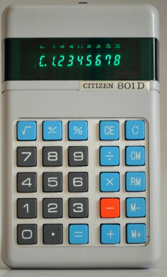 Citizen 801D calculator leduri verzi - 1975 Japan foto