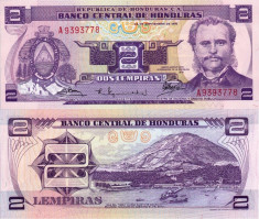 HONDURAS 2 lempiras 1976 UNC!!! foto