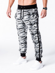 Pantaloni pentru barbati, camuflaj, stil militar, army, slim, gri, cu banda, siret si buzunare - P183 foto