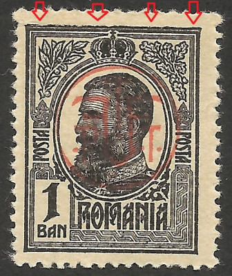 VARIETATE-- DUBLU CADRU -- SUPRATIPAR 1918 MNH foto