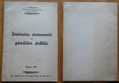 Haseganu , Eminescu economist si ganditor politic , Brasov ,1941 ,ed. 1 autograf foto